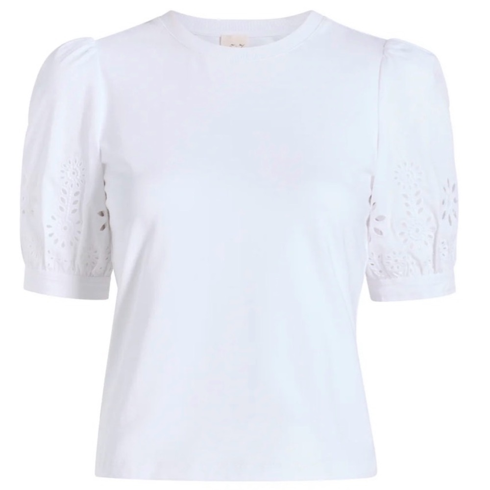 Cinq à Sept White Eyelet Puff Sleeve Blouse